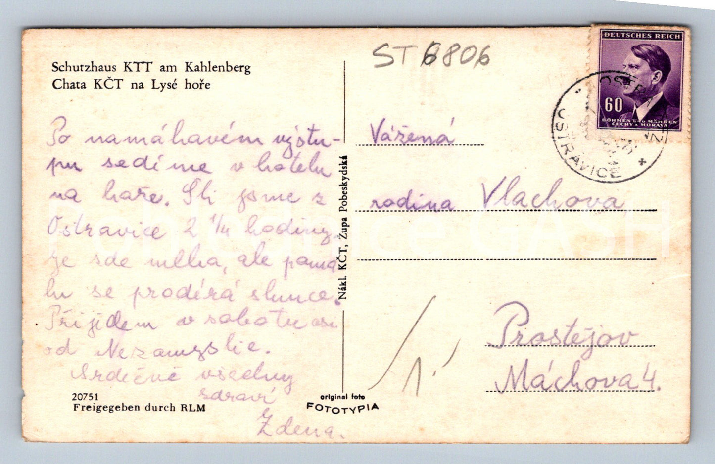 Postcard LYSÁ HORA - COTTAGE (ST6806)