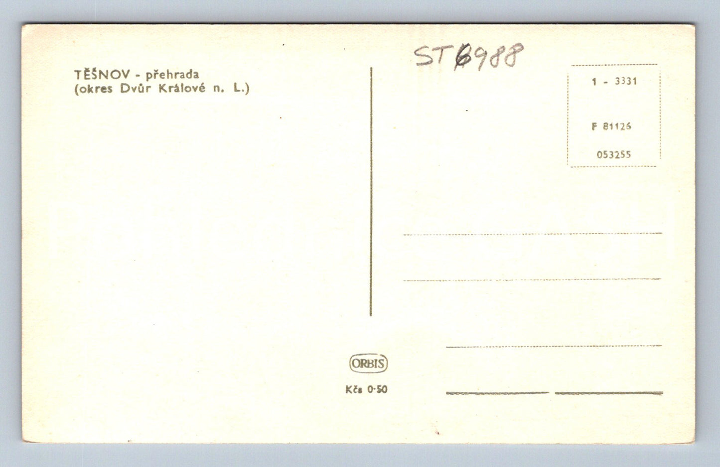 Postcard TĚŠNOV DAM (ST6988)