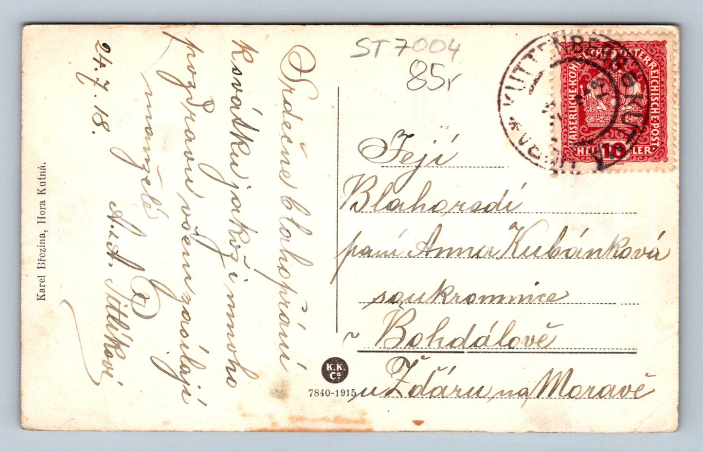 Postcard KUTNÁ HORA (ST7004)