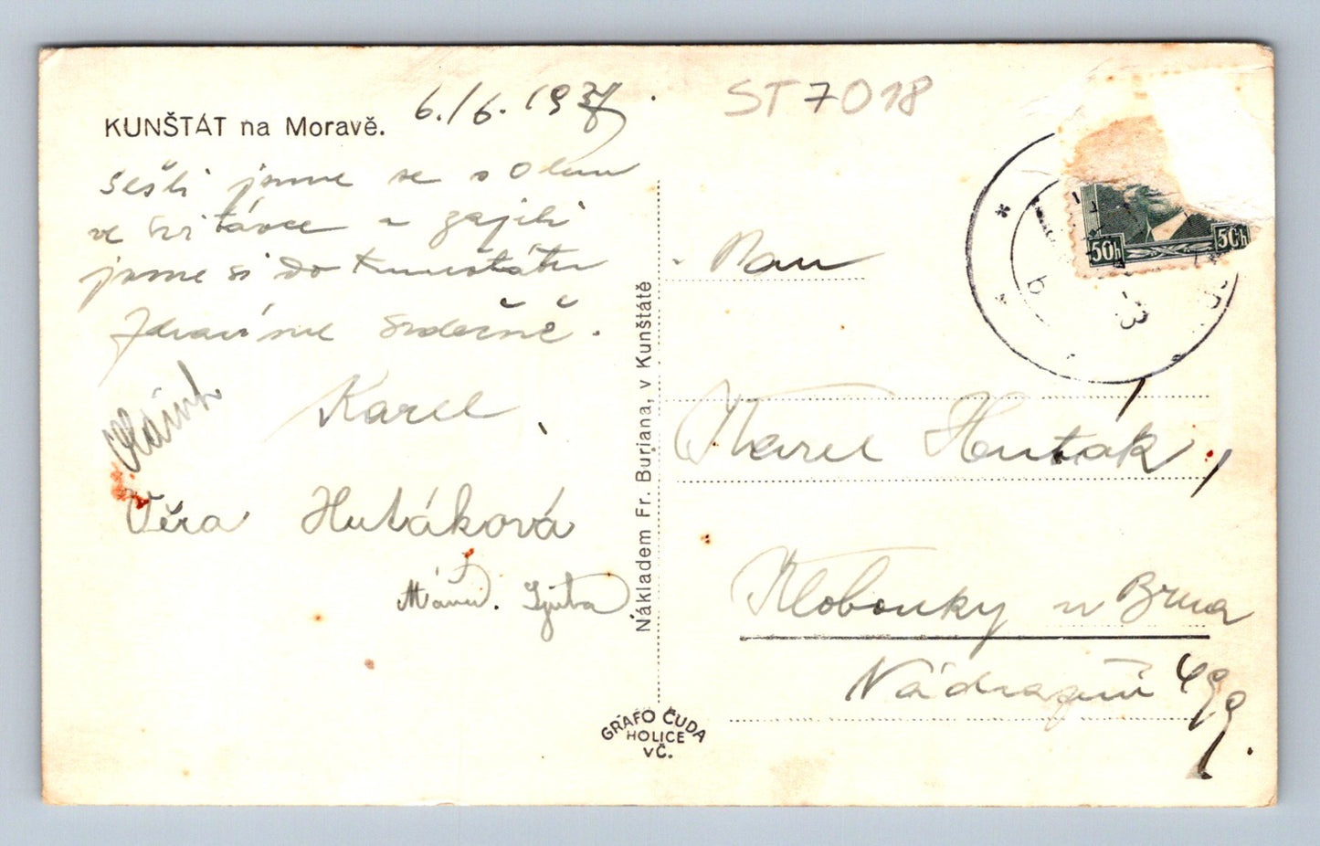 Postcard LANDSCAPE AROUND THE STATUE OF PRESIDENT TG MASARYK (ST7018)