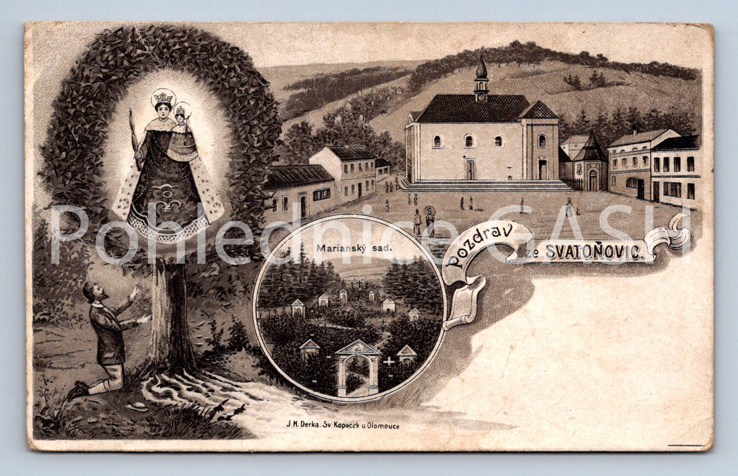 Postcard GREETINGS FROM SVATOŇOVICE - COLLAGE (ST7031)