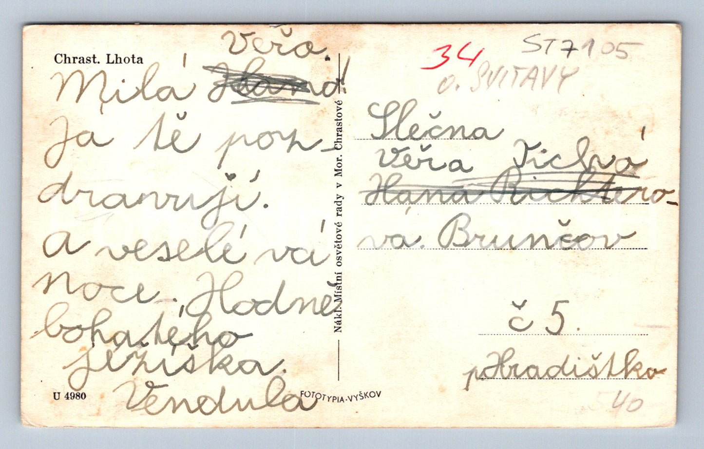 Postcard CHRAST. LHOTA (ST7105)