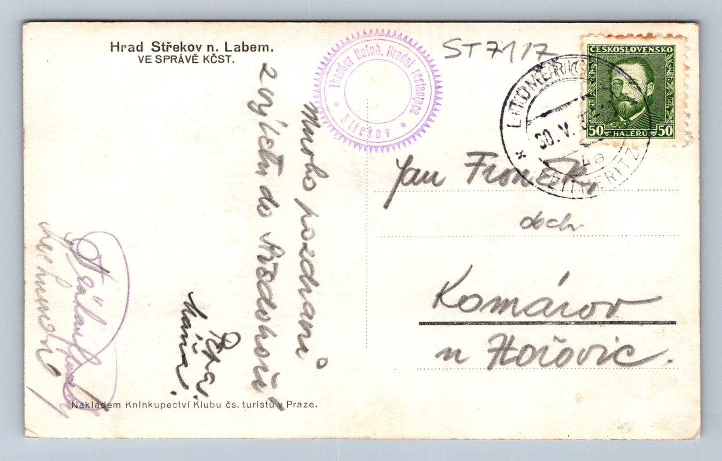 Postcard STŘEKOV NAD LABEM CASTLE (ST7117)