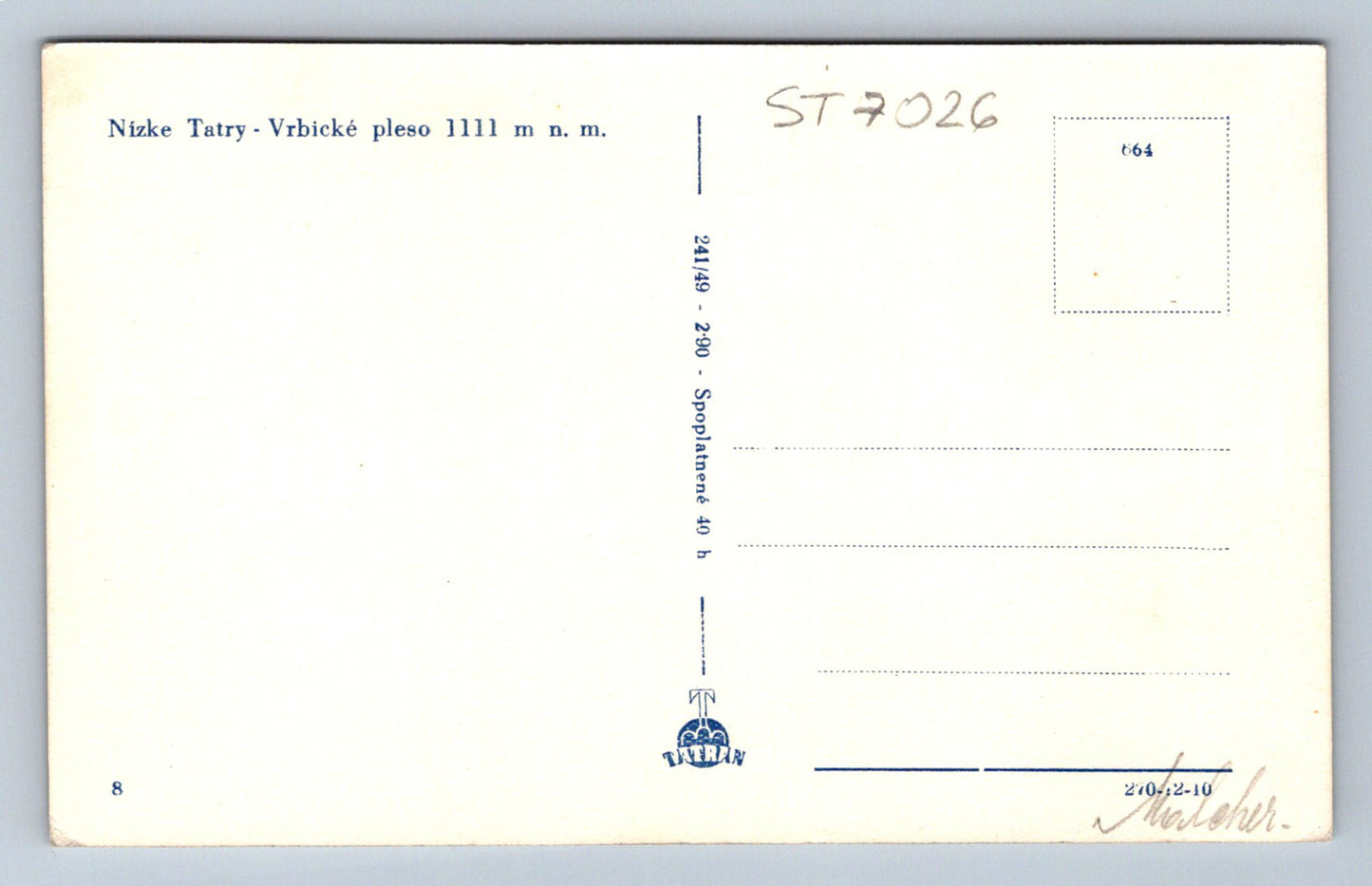 Postcard LOW TATRAS (ST7126)