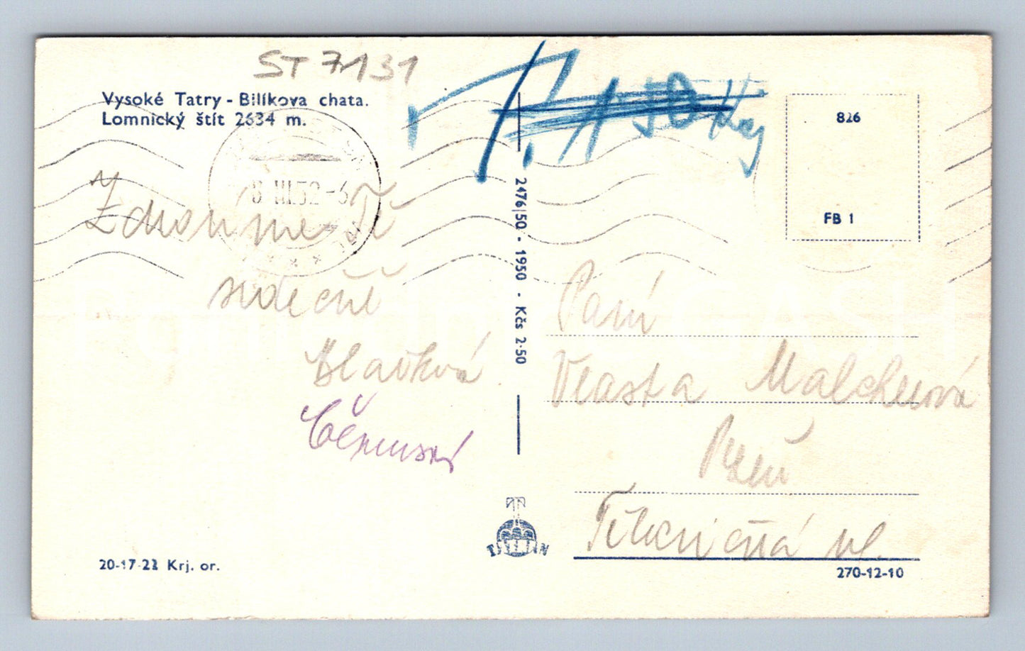 Postcard HIGH TATRAS (ST7131)