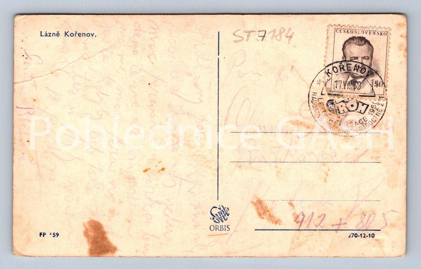 Postcard LÁZNĚ KOŘENOV (ST7184)