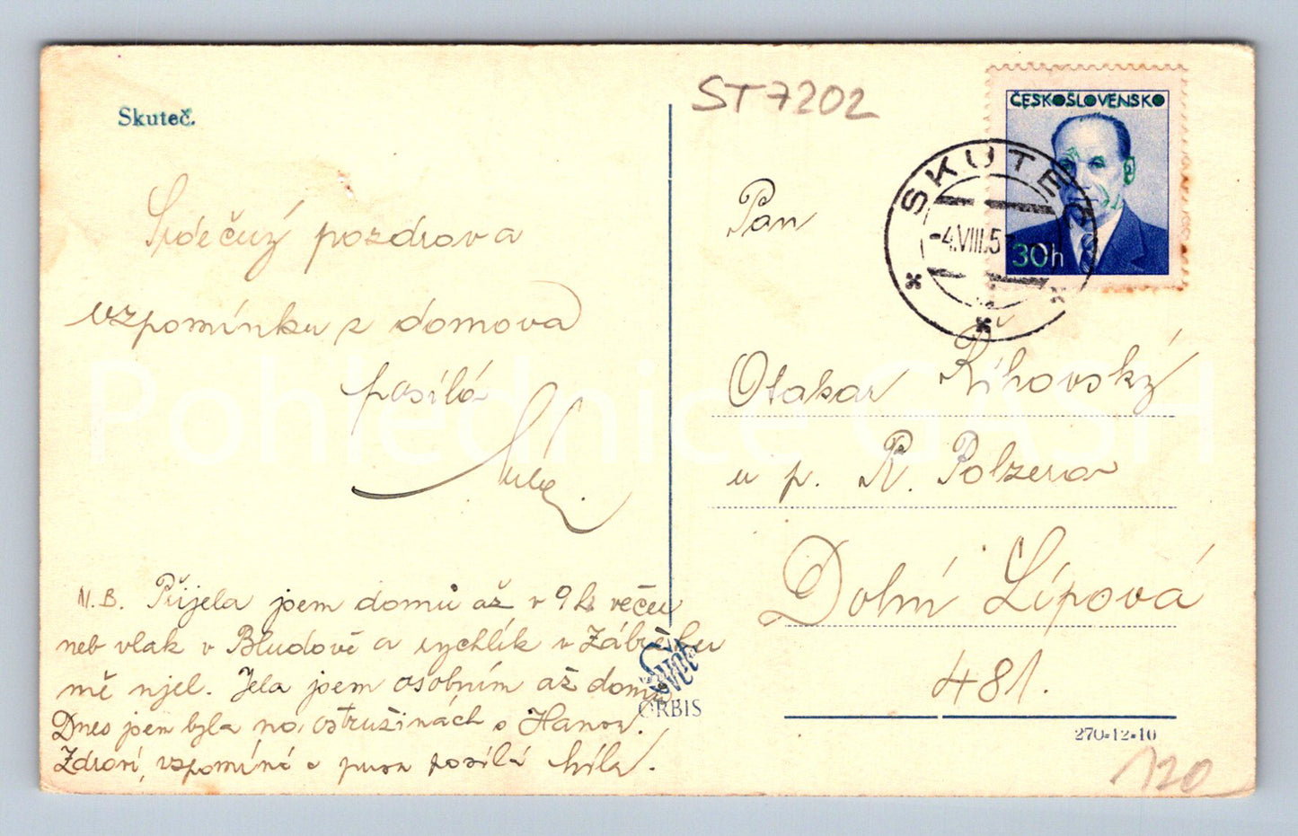 Postcard SKUTEČ (ST7202)