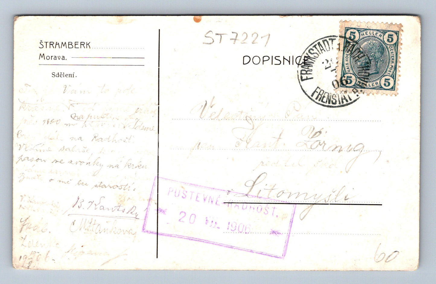 Postcard ŠTRAMBERK (ST7221)