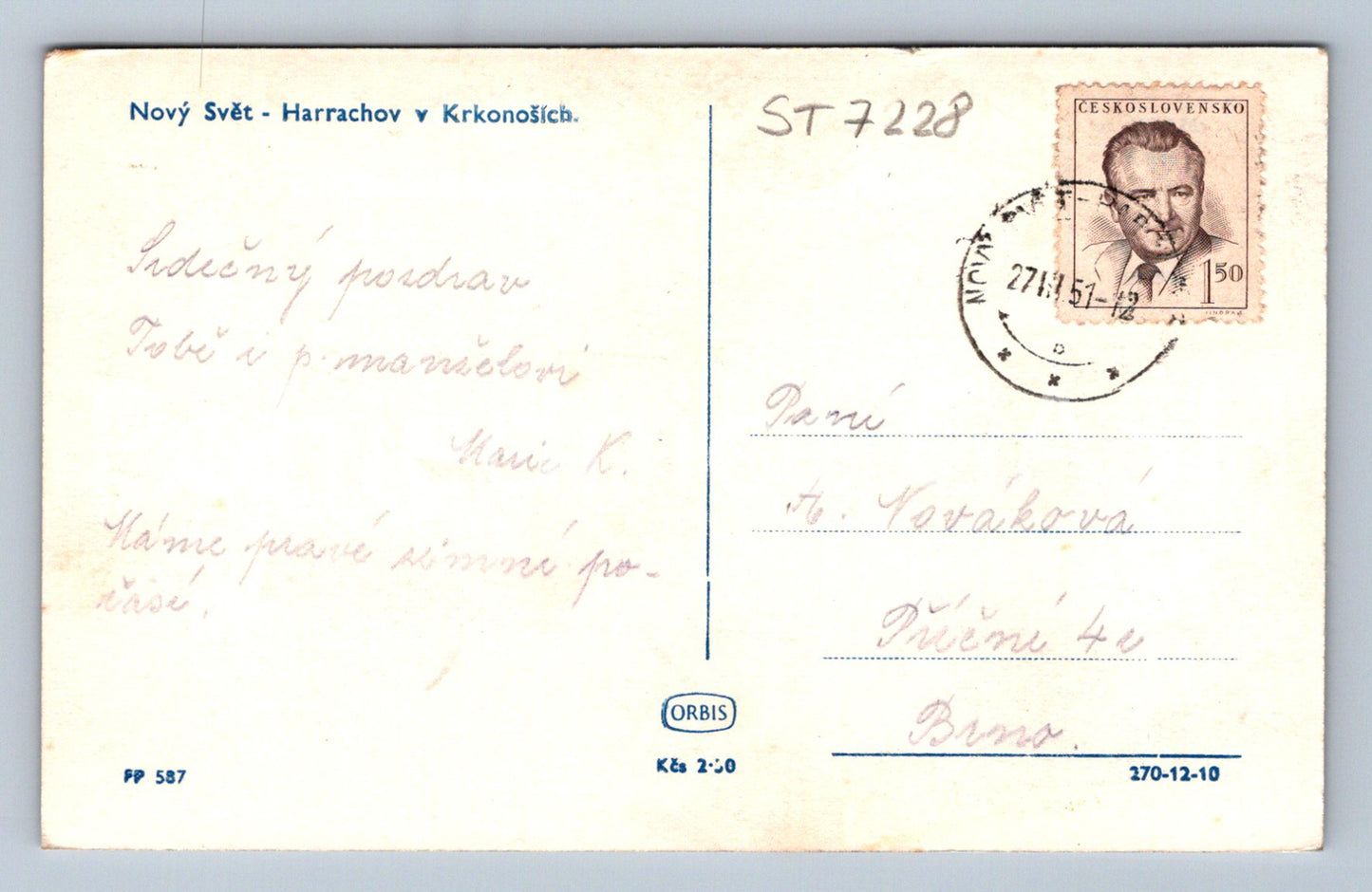 Postcard NEW WORLD - HARRACHOV IN THE KRKONOSZIE (ST7228)