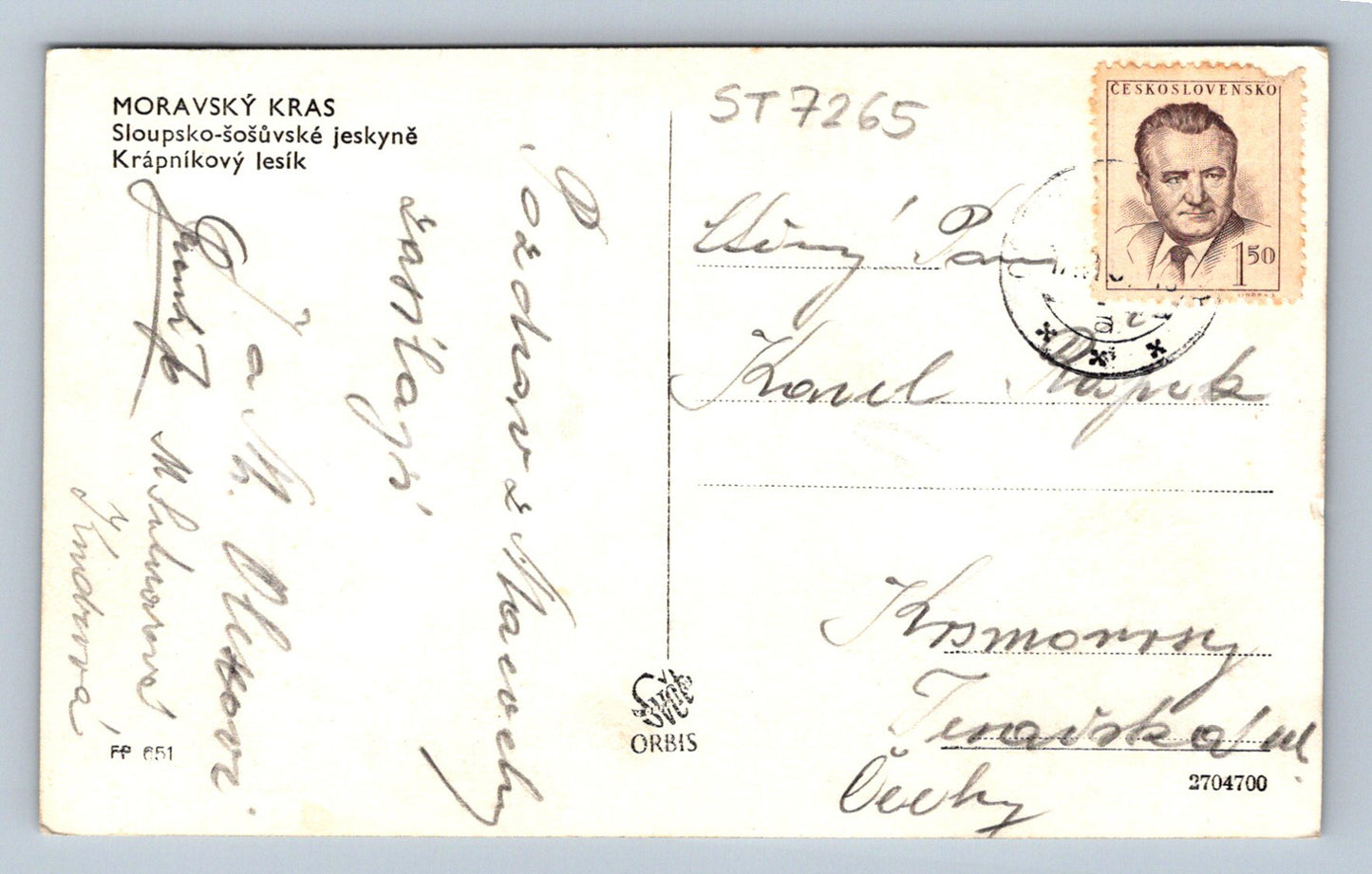 Postcard MORAVIAN KRAS (ST7265)