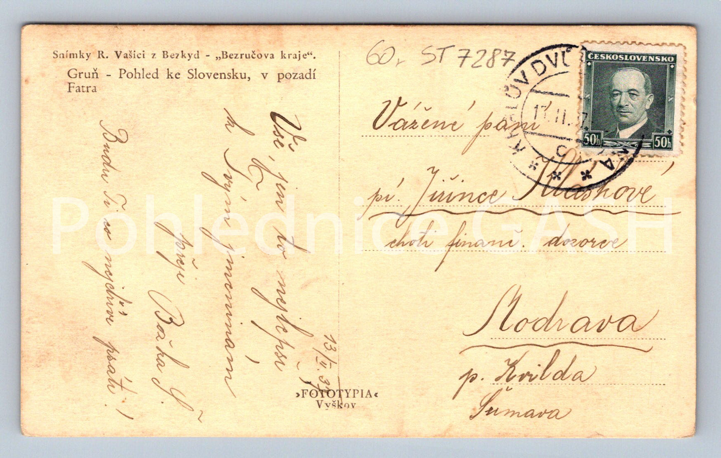 Postcard GRUŇ IN THE BACKGROUND OF THE FATRA MOUNTAINS (ST7287)