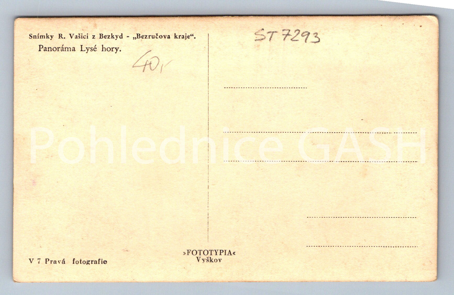 Postcard PANORAMA OF LYSÁ HORA (ST7293)