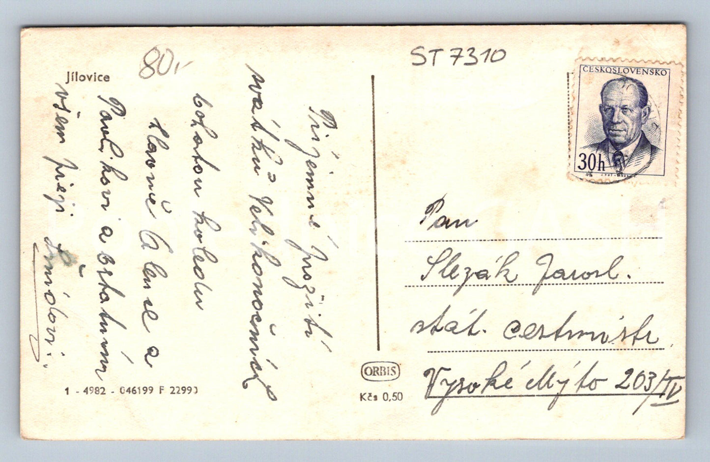 Postcard JÍLOVICE (ST7310)