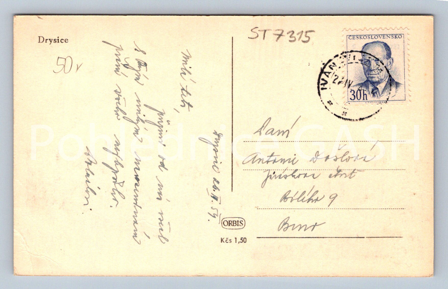 Postcard DRYSICE (ST7315)