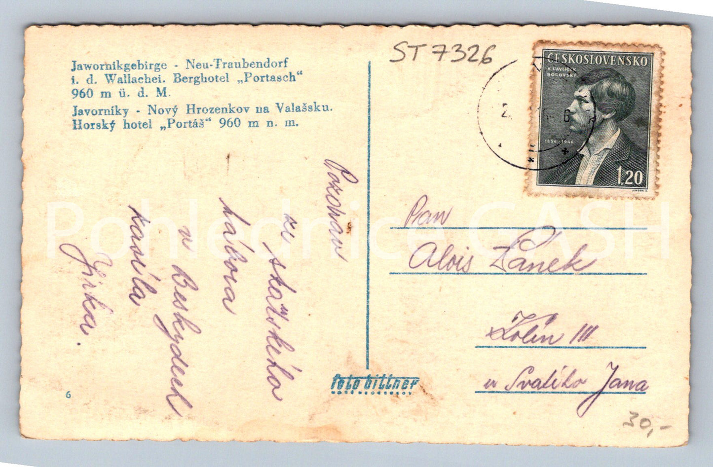 Postcard JAVORNÍKY - MOUNTAIN HOTEL PORTÁŠ (ST7326)