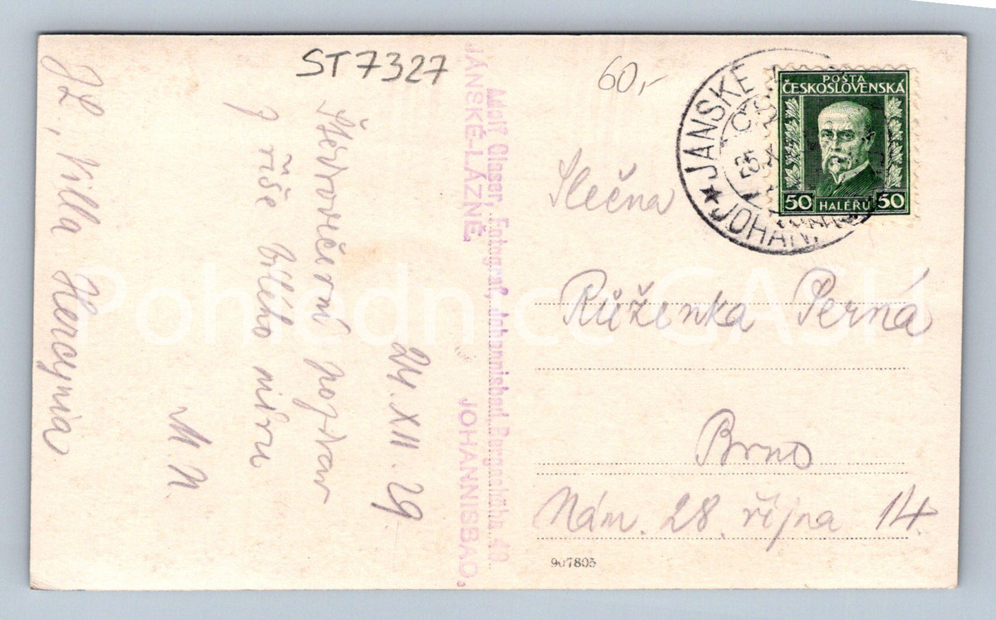 Postcard JÁNSKÉ LÁZNĚ (ST7327)