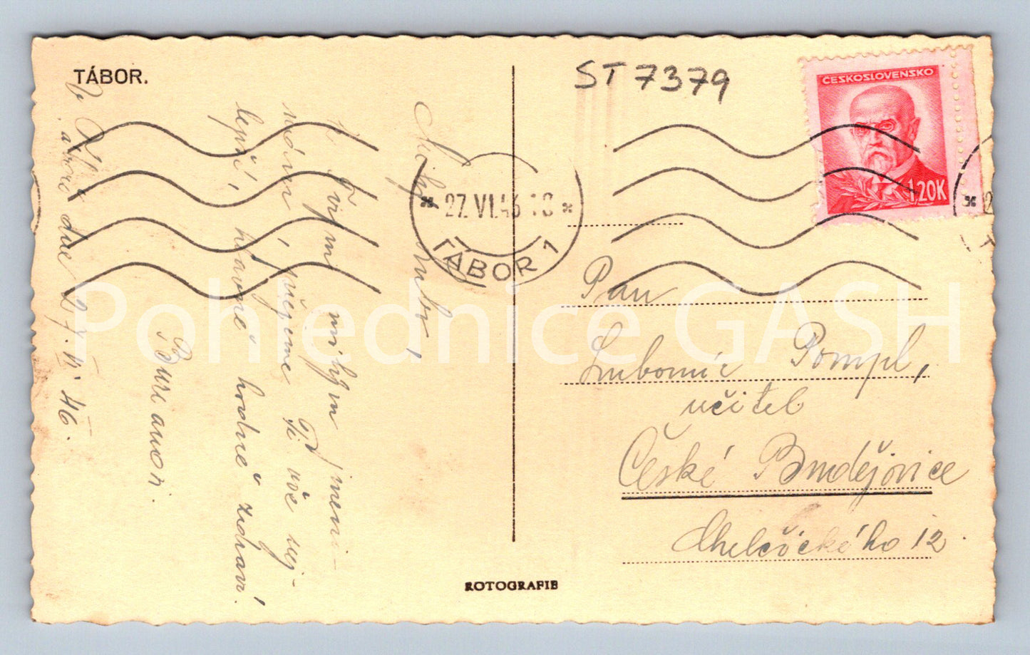 Postcard TÁBOR (ST7379)