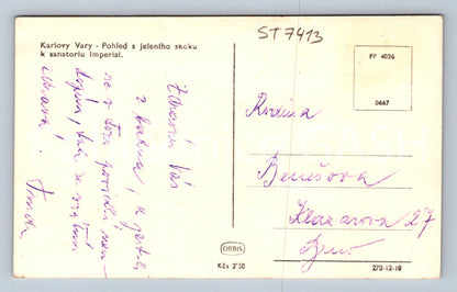 Postcard KARLOVY VARY FROM THE DEER'S LEAK TO THE IMPERIAL SANATORIUM (ST7413)