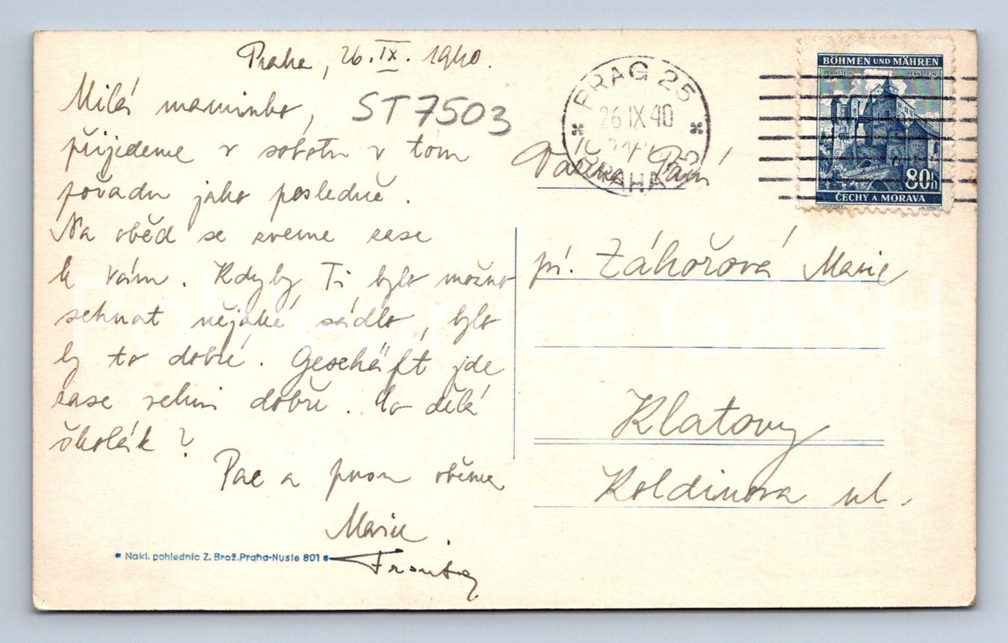 Postcard PRAGUE (ST7503)