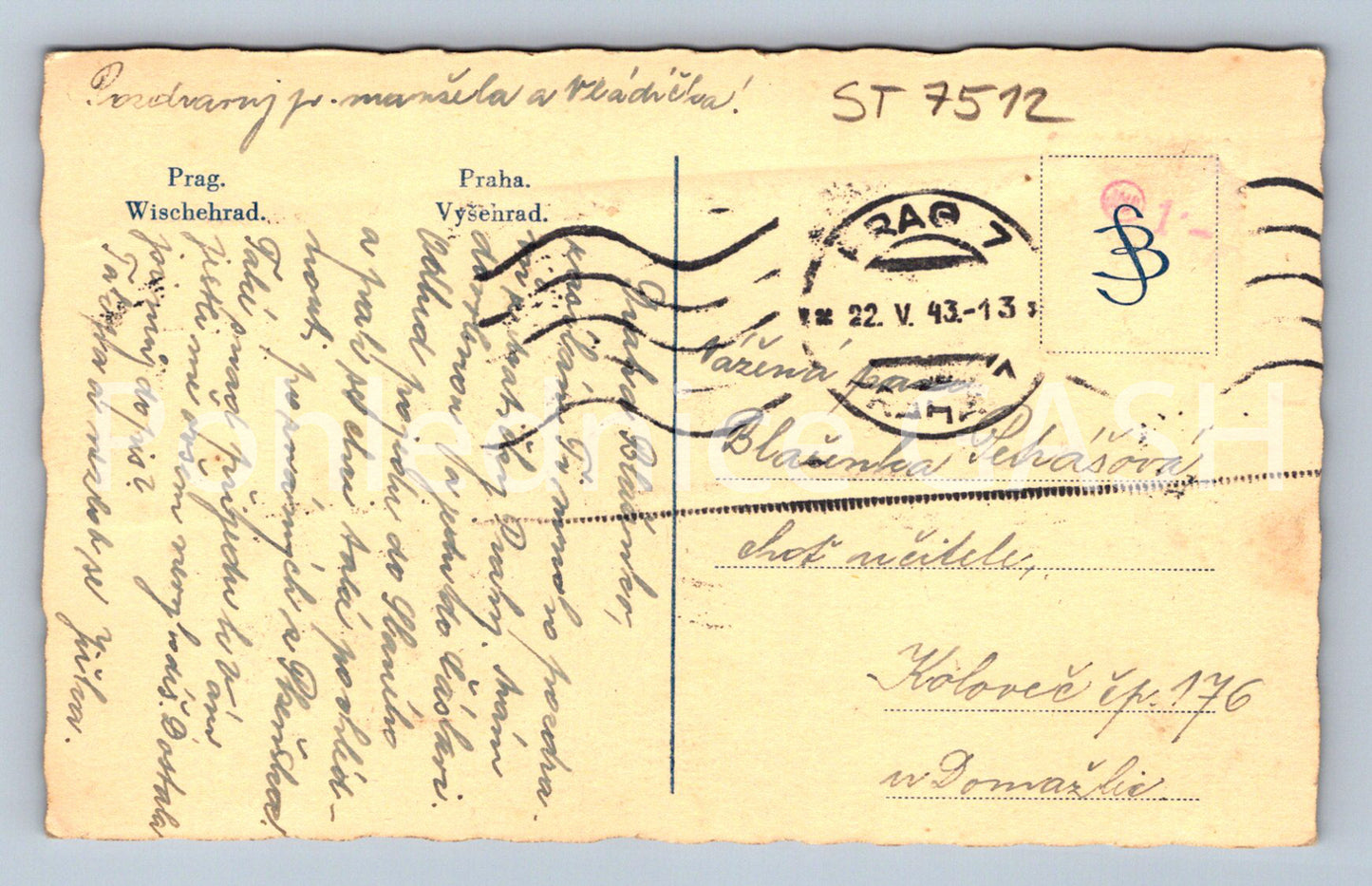 Postcard PRAGUE waterfront (ST7512)