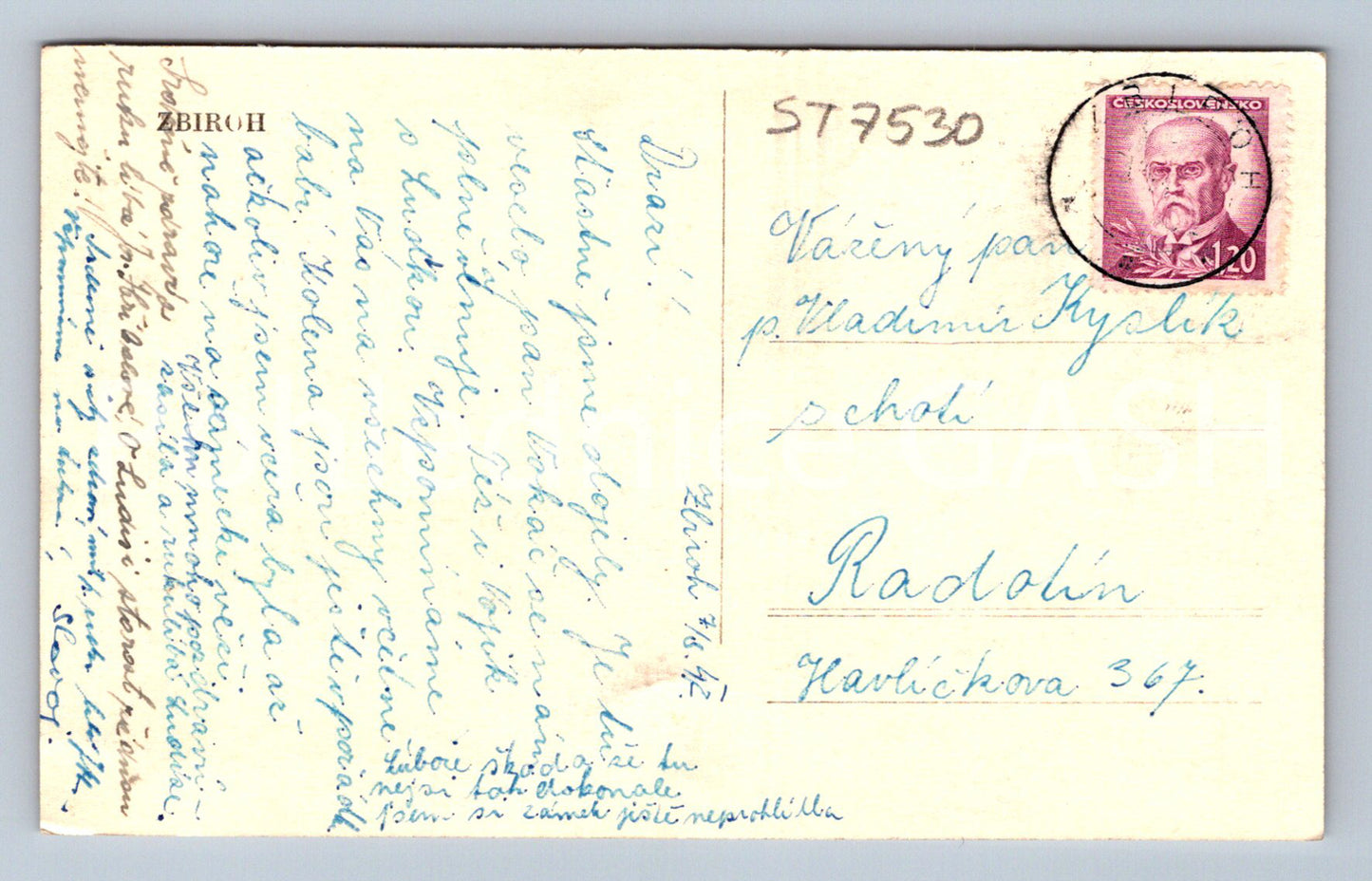 Postcard ZBIROH (ST7530)