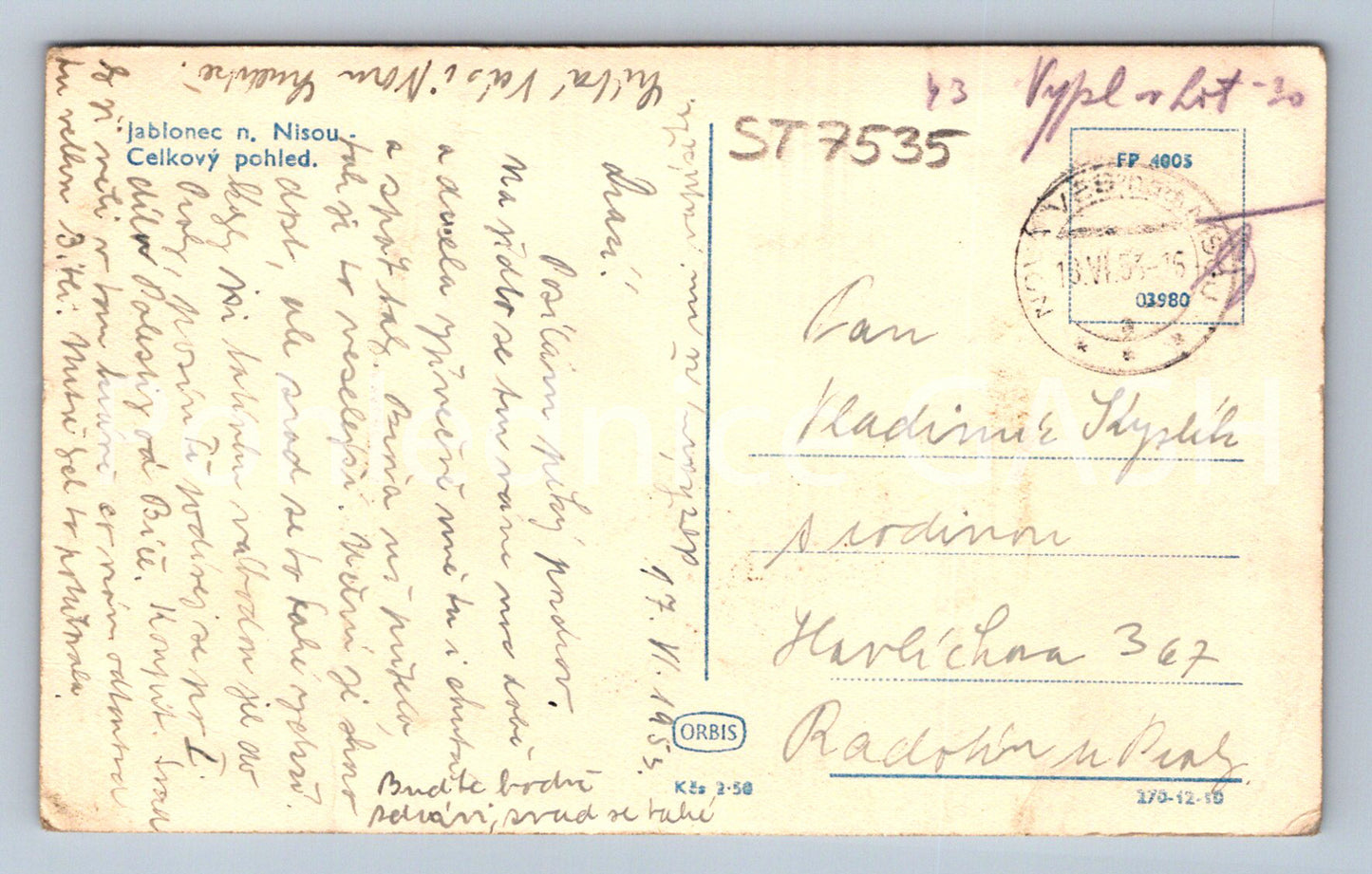 Postcard JABLONEC NAD NISOU (ST7535)