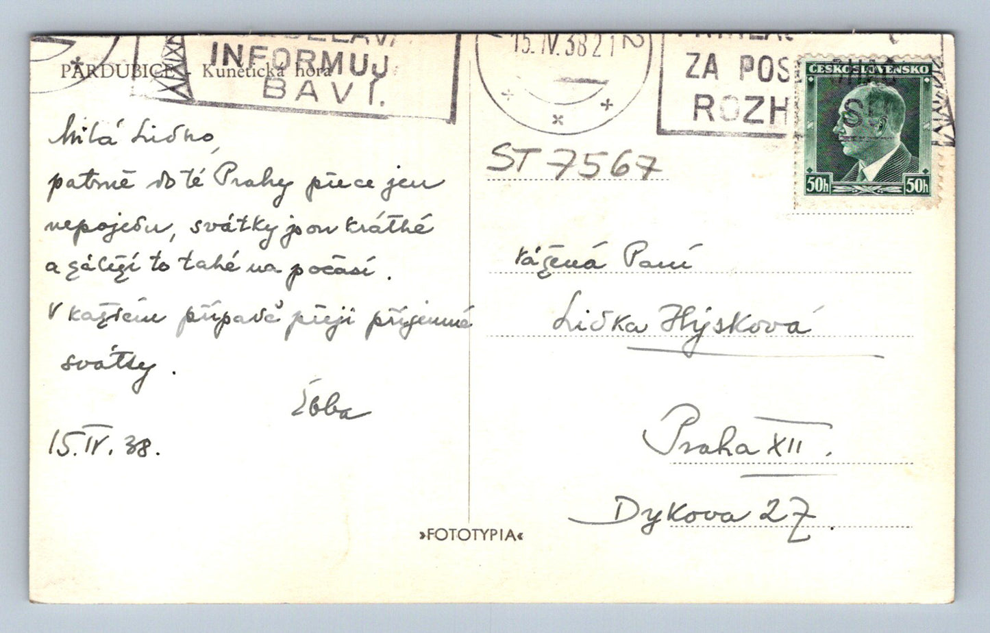 Postcard PARDUBICE (ST7567)