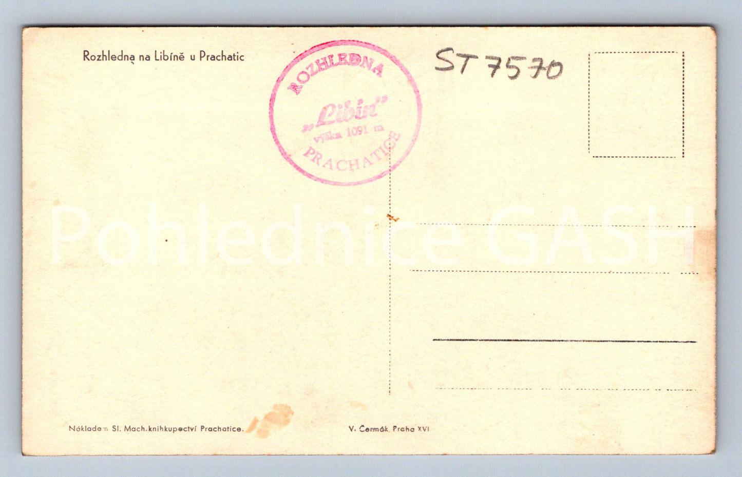 Postcard PRACHATICE - OBSERVATION TOWER ON LIBÍN (ST7570)