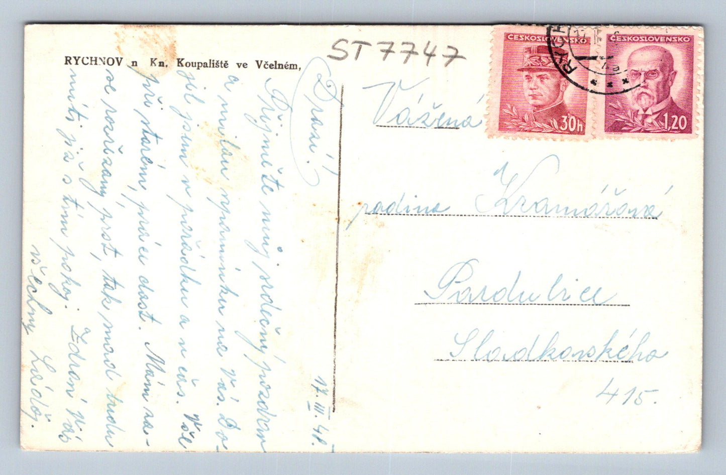 Postcard RYCHNOV NAD KNĚŽNOU (ST7747)