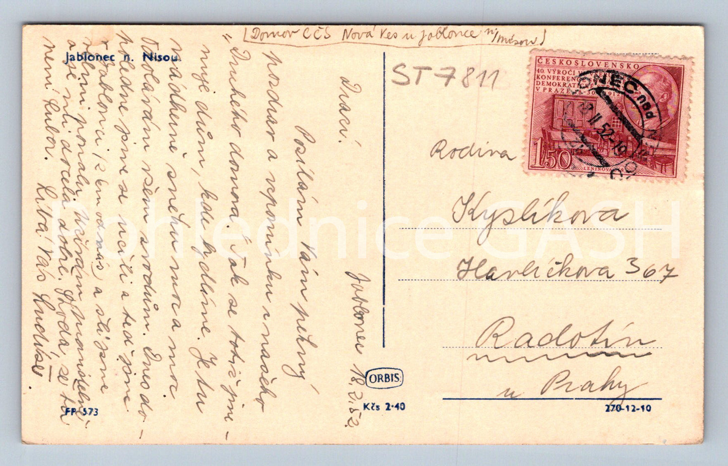 Postcard JABLONEC NAD NISOU (ST7811)