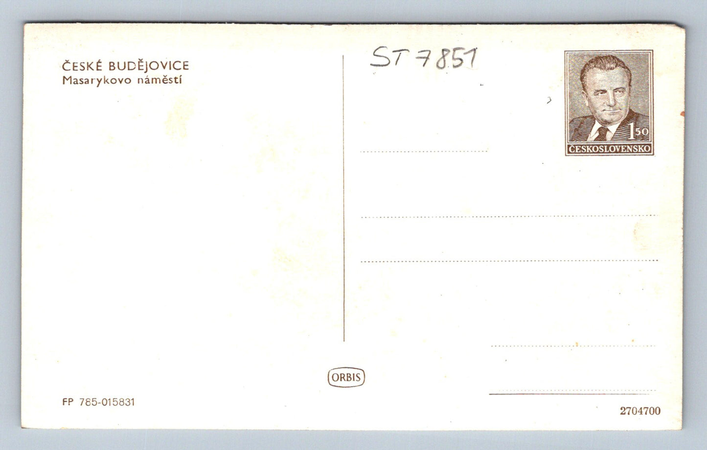 Postcard ČESKÁ BUDĚJOVICE (ST7851)