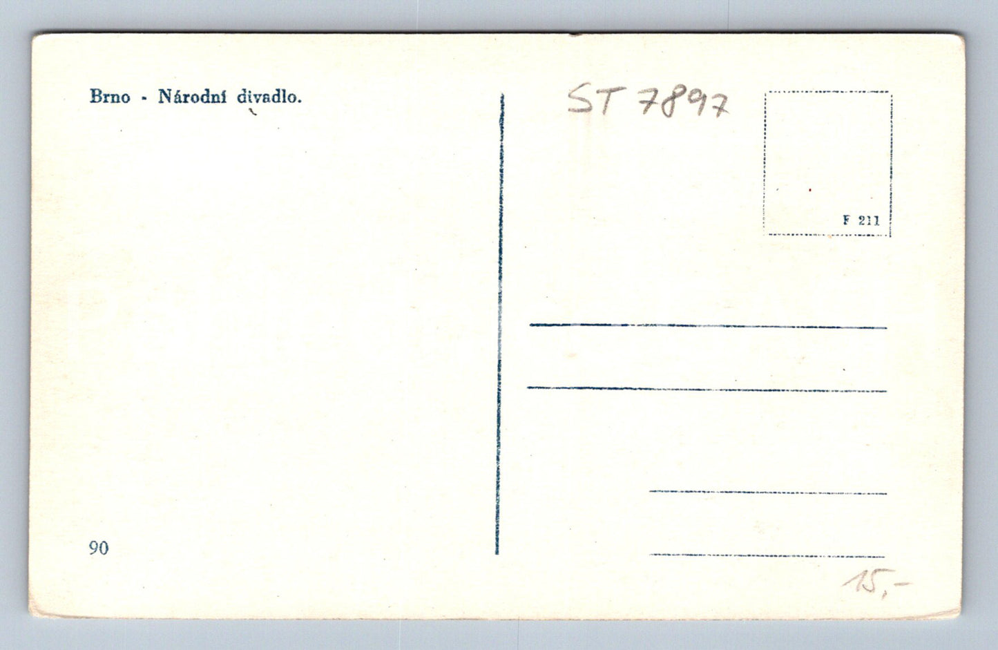 Postcard BRNO - NATIONAL THEATRE (ST7897)