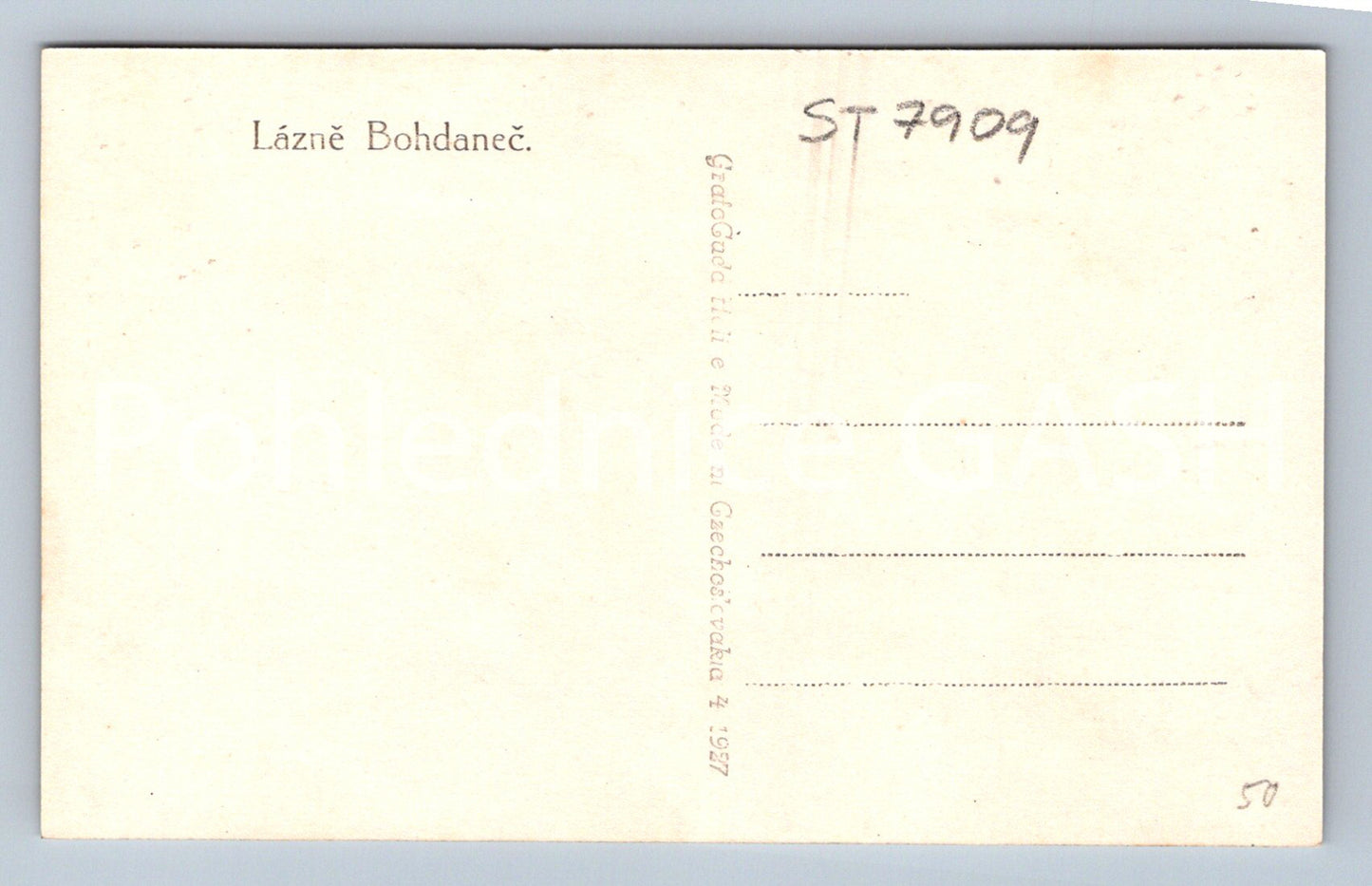 Postcard LÁZNĚ BOHDALEČ (ST7909)