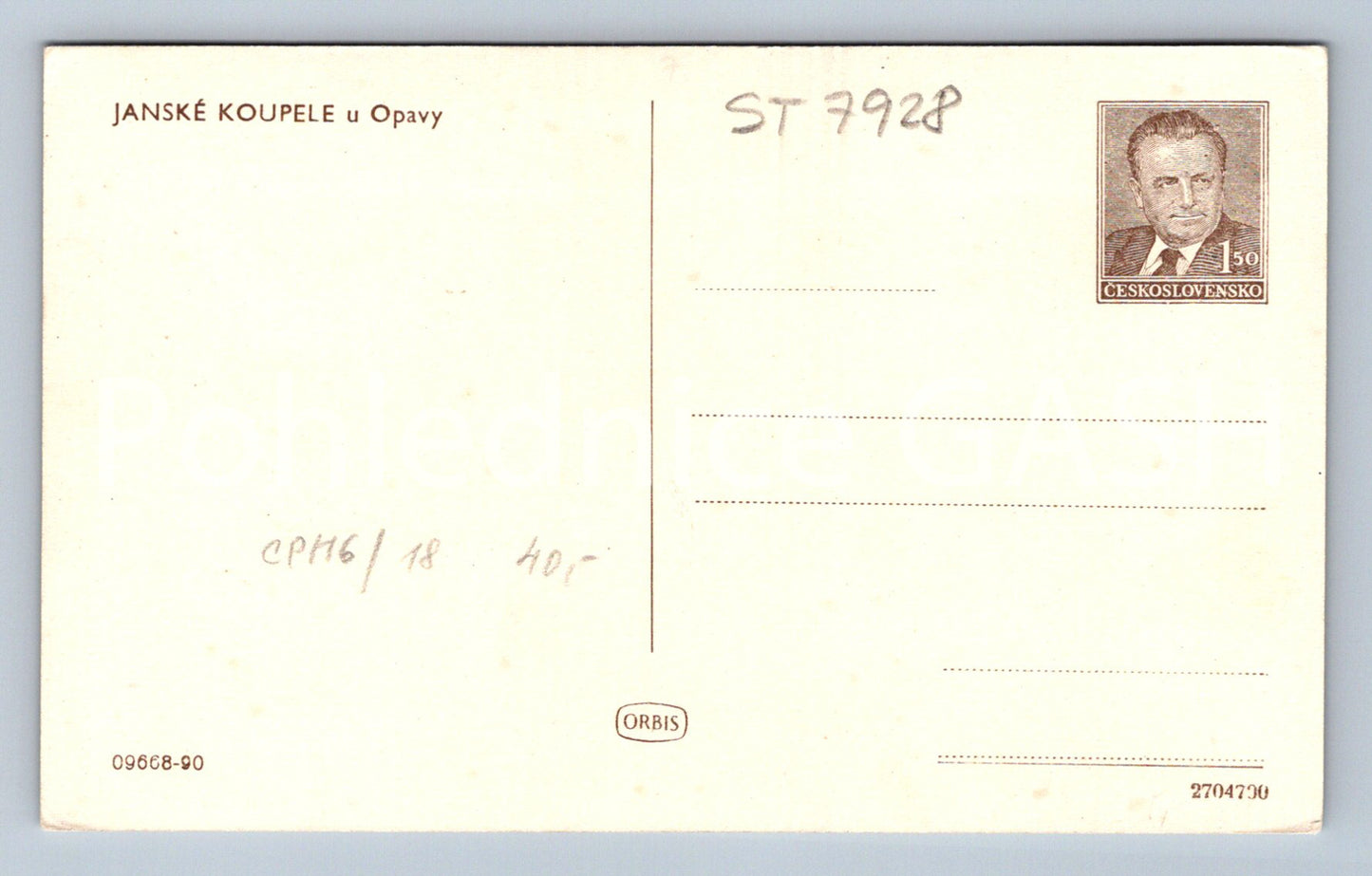 Postcard JANSKÉ KOUPLE NEAR OPAVÁ (ST7928)