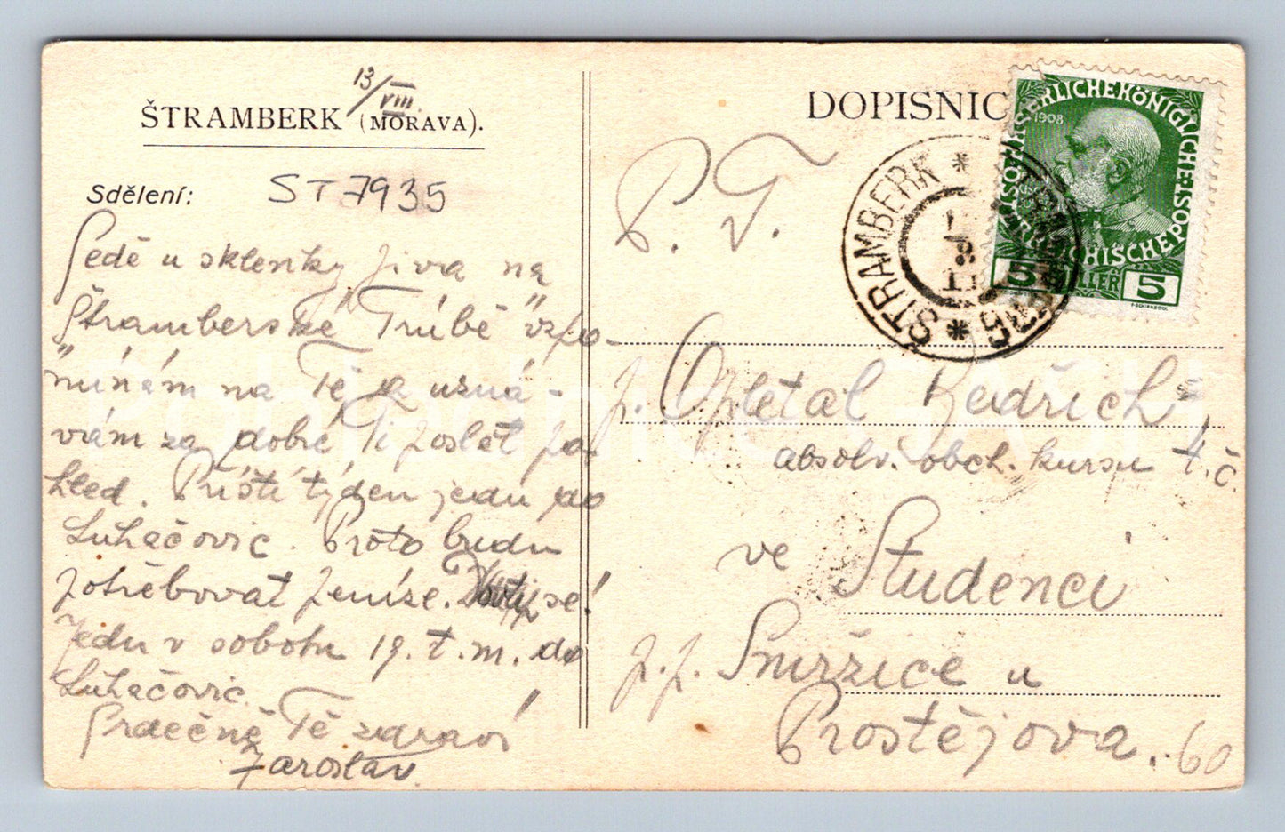 Postcard ŠTRAMBERK (ST7935)