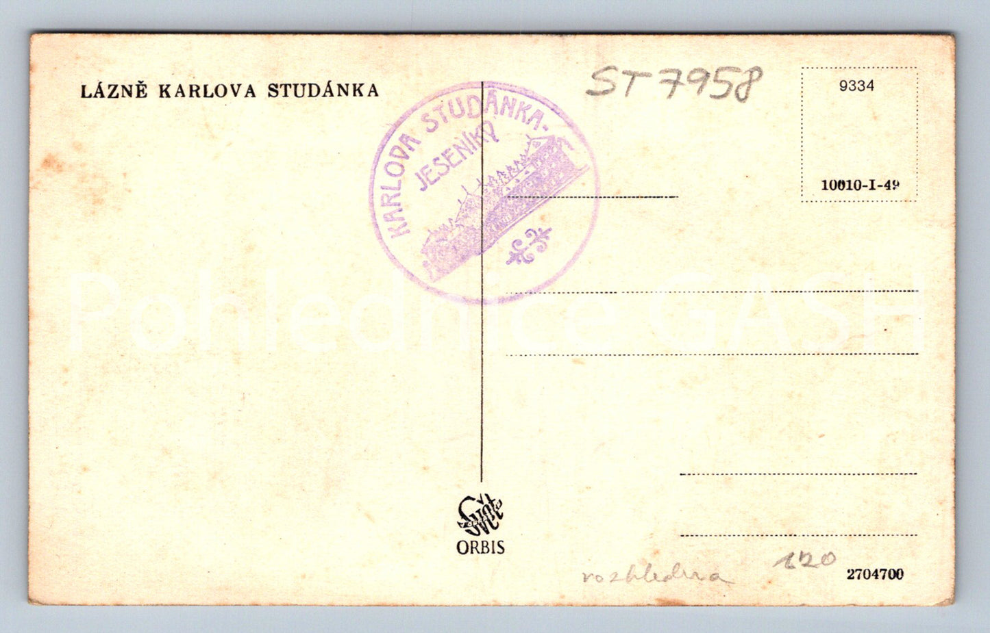 Postcard KARLOVA STUDÁNKA SPA (ST7958)