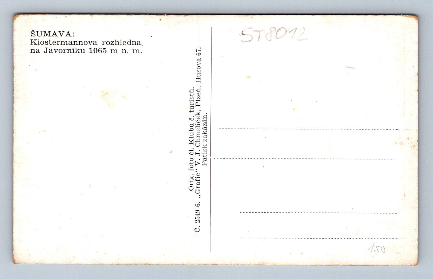 Postcard ŠUMAVA (ST8012)