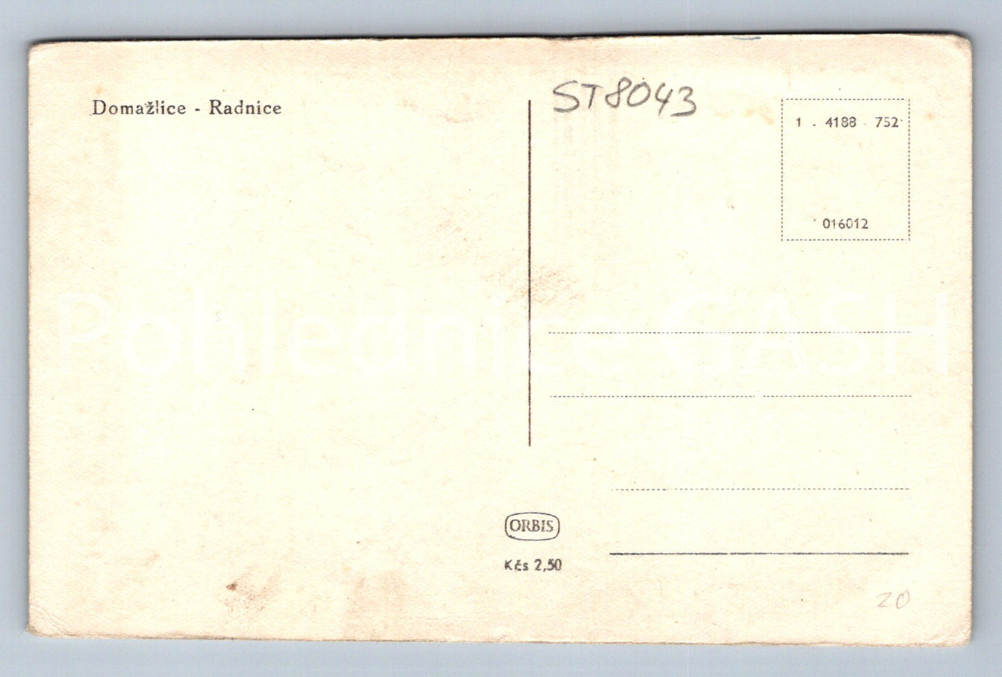 Postcard DOMAŽLICE - TOWN HALL (ST8043)