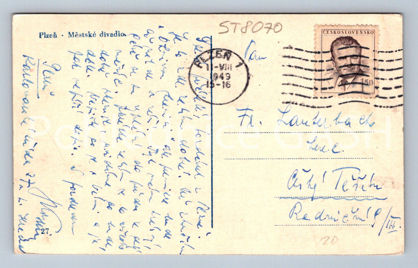 Postcard PILSEN (ST8070)