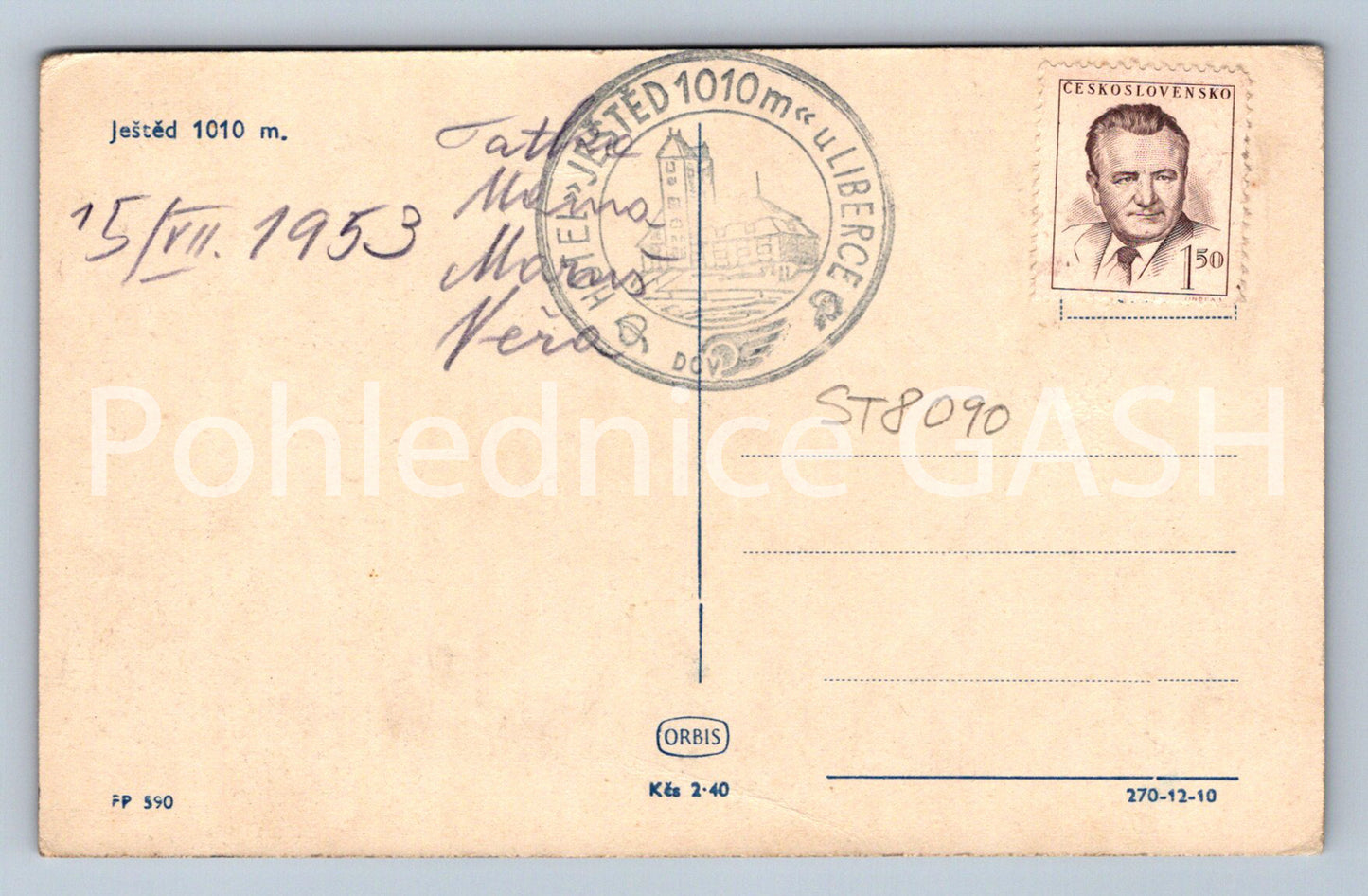 Postcard JEŠTĚD (ST8090)