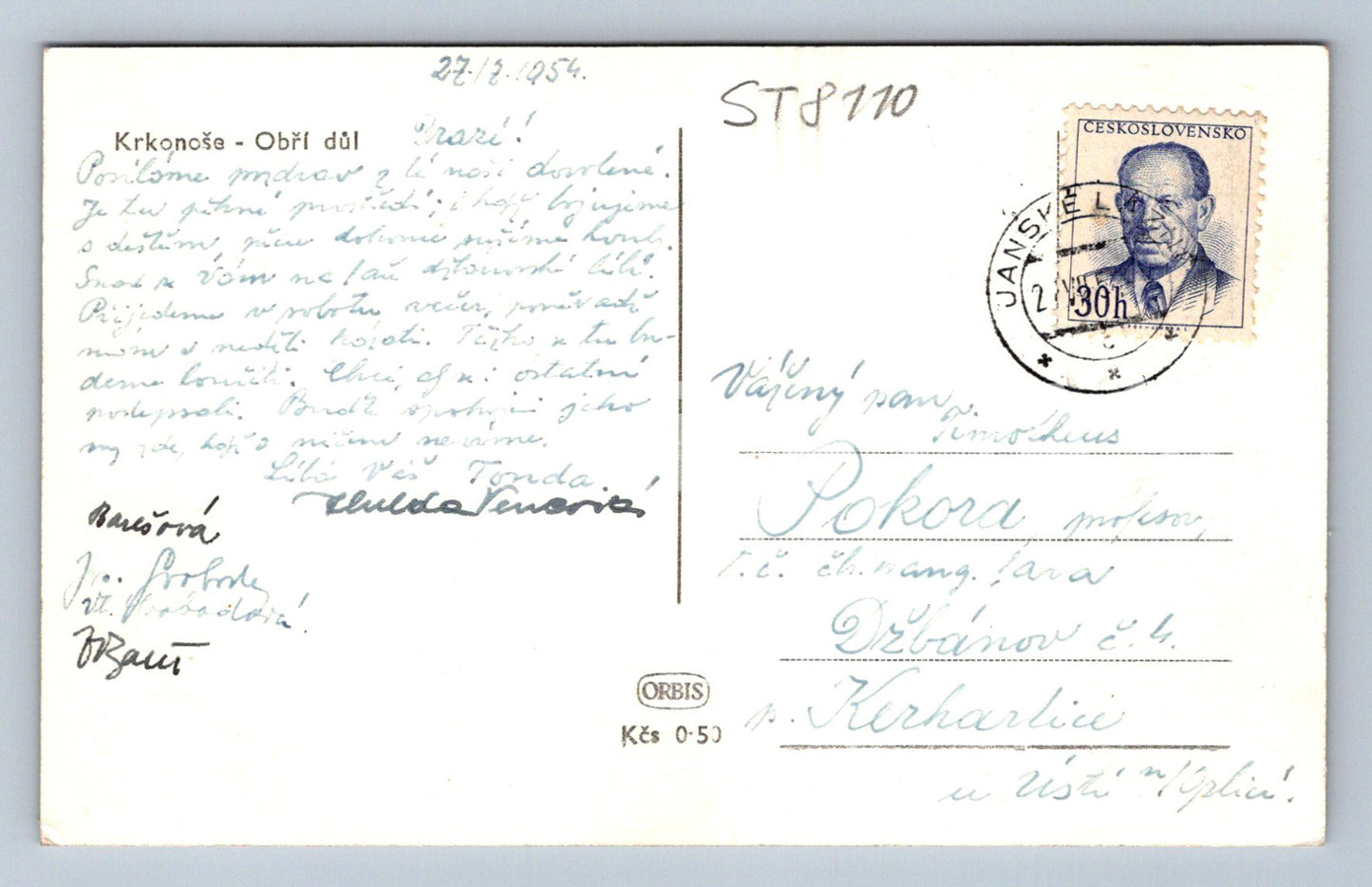 Postcard KRKONOSE (ST8110)