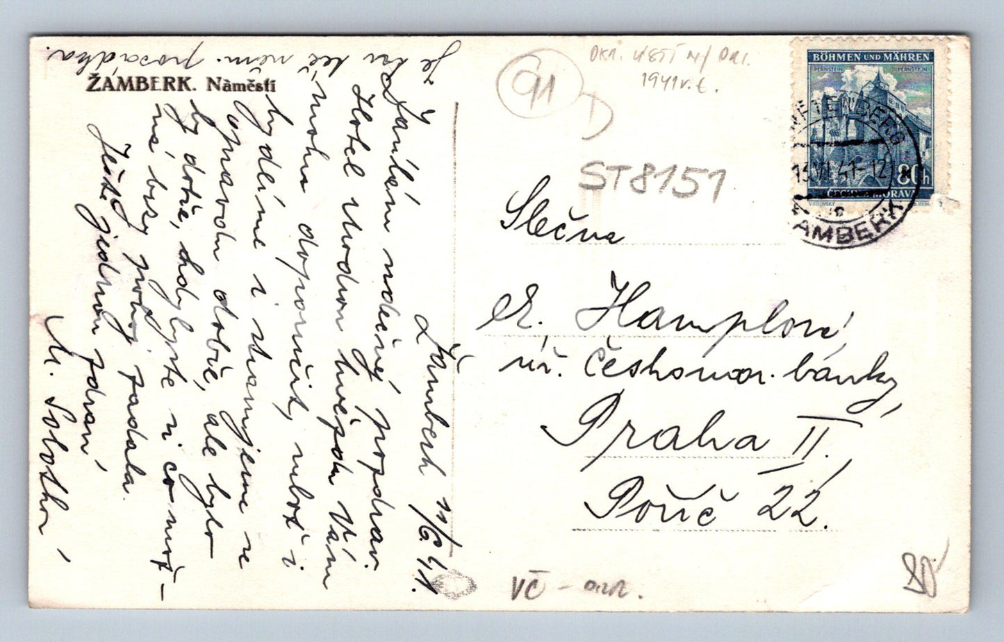 Postcard ŽAMBERK (ST8151)