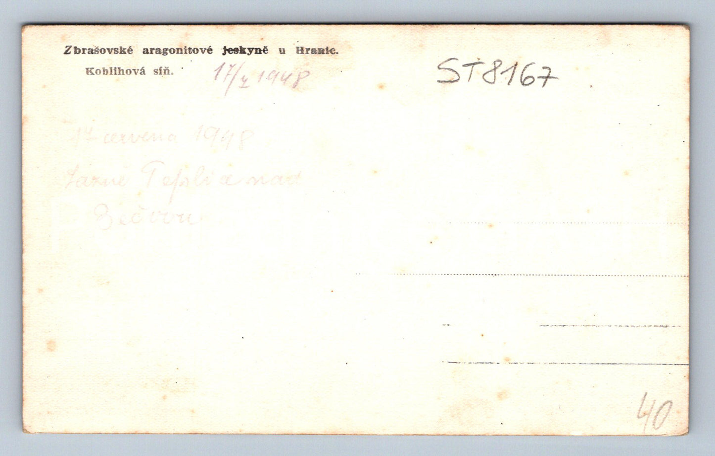 Postcard ZBRASOVSKÉ ARAGONITE CAVES NEAR HRANICE (ST8167)