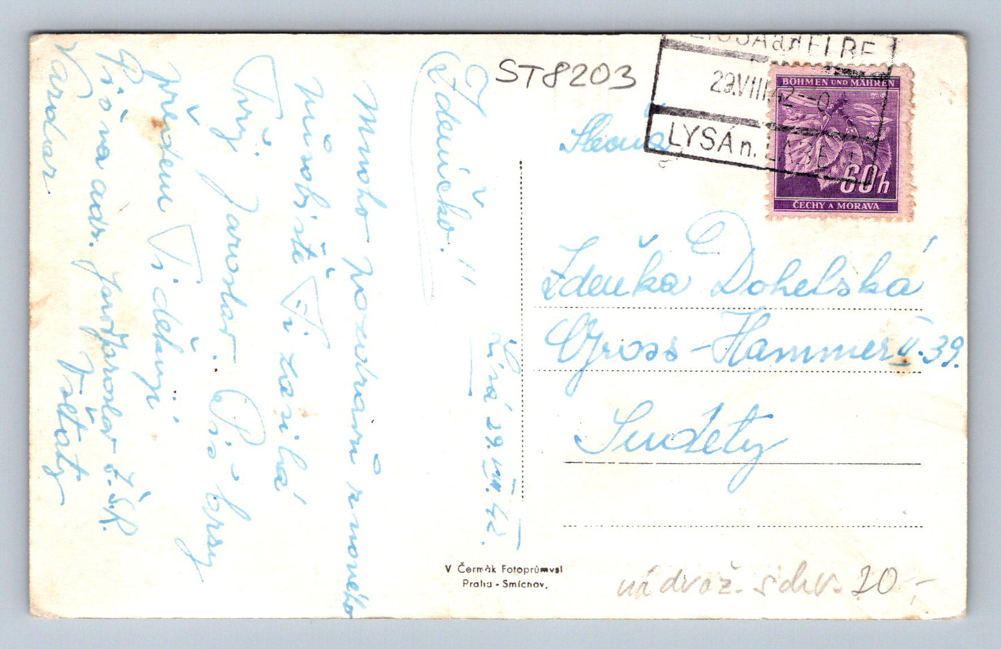 Postcard LYSÁ NAD LABEM (ST8203)