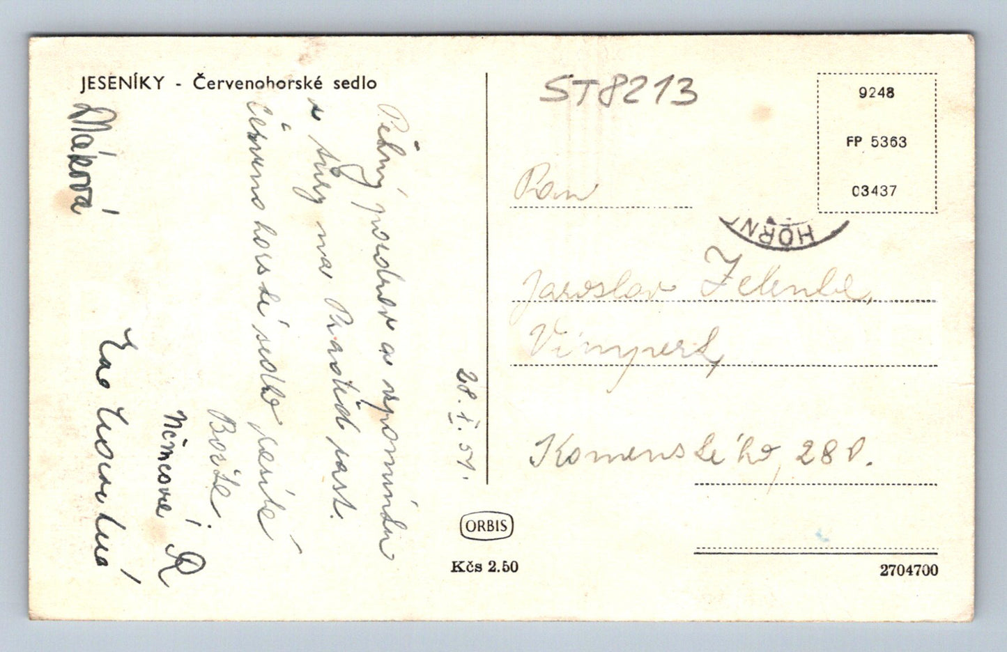 Postcard JESENÍKY (ST8213)