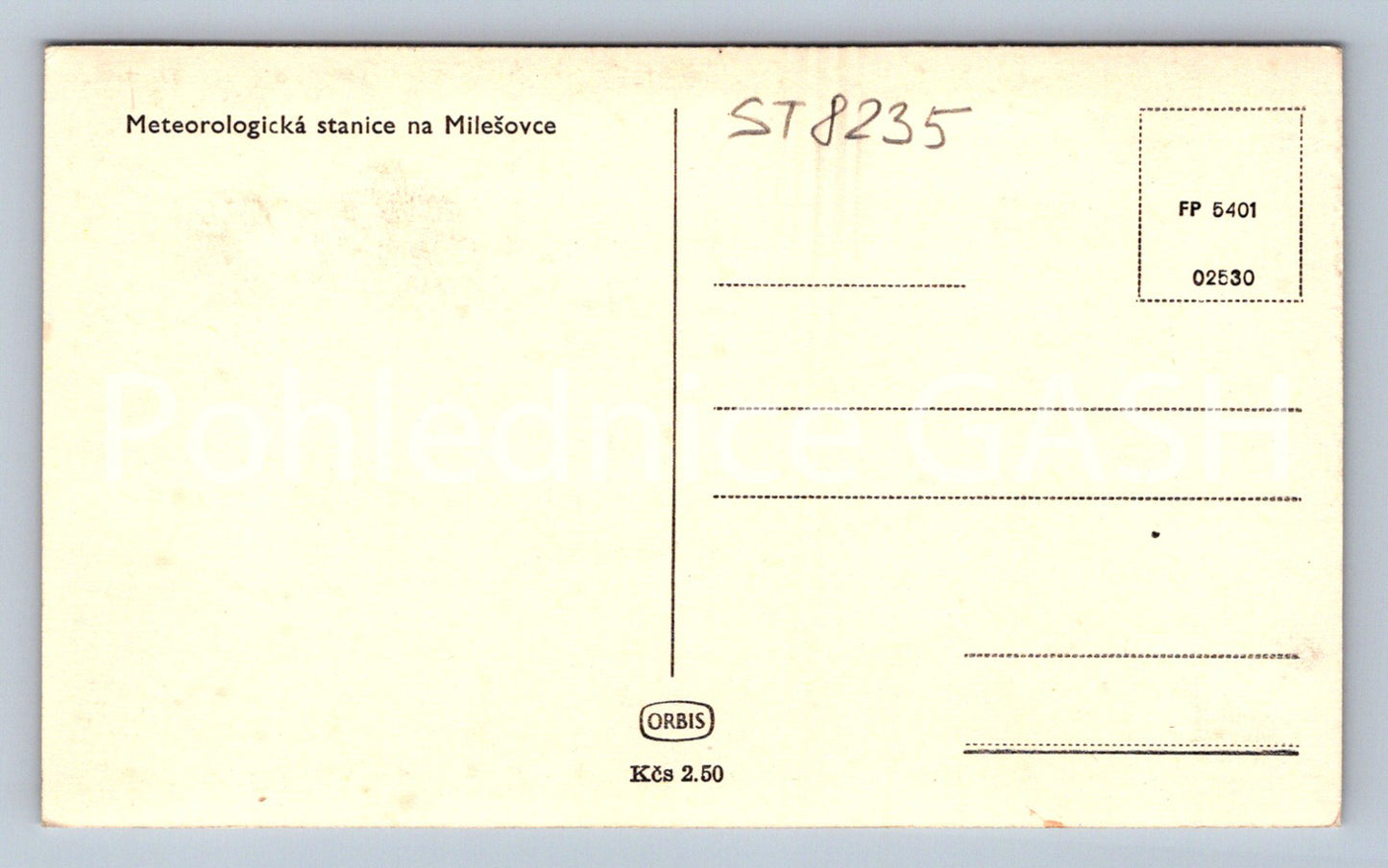 Postcard METEOROLOGICAL STATION AT MILEŠOVCE (ST8235)