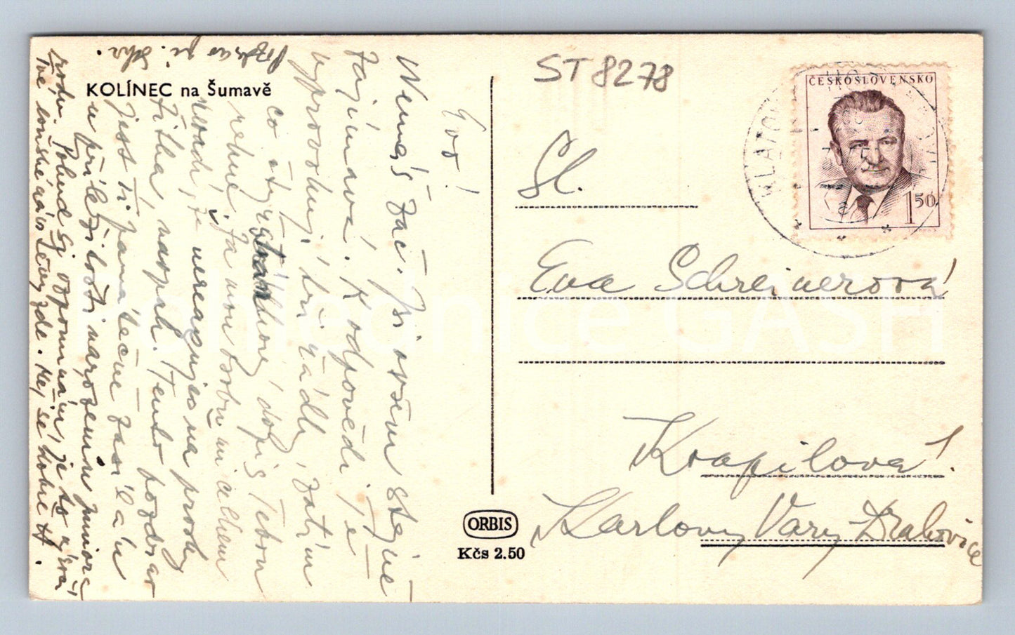 Pohlednice KOLÍNEC NA ŠUMAVĚ (ST8278)