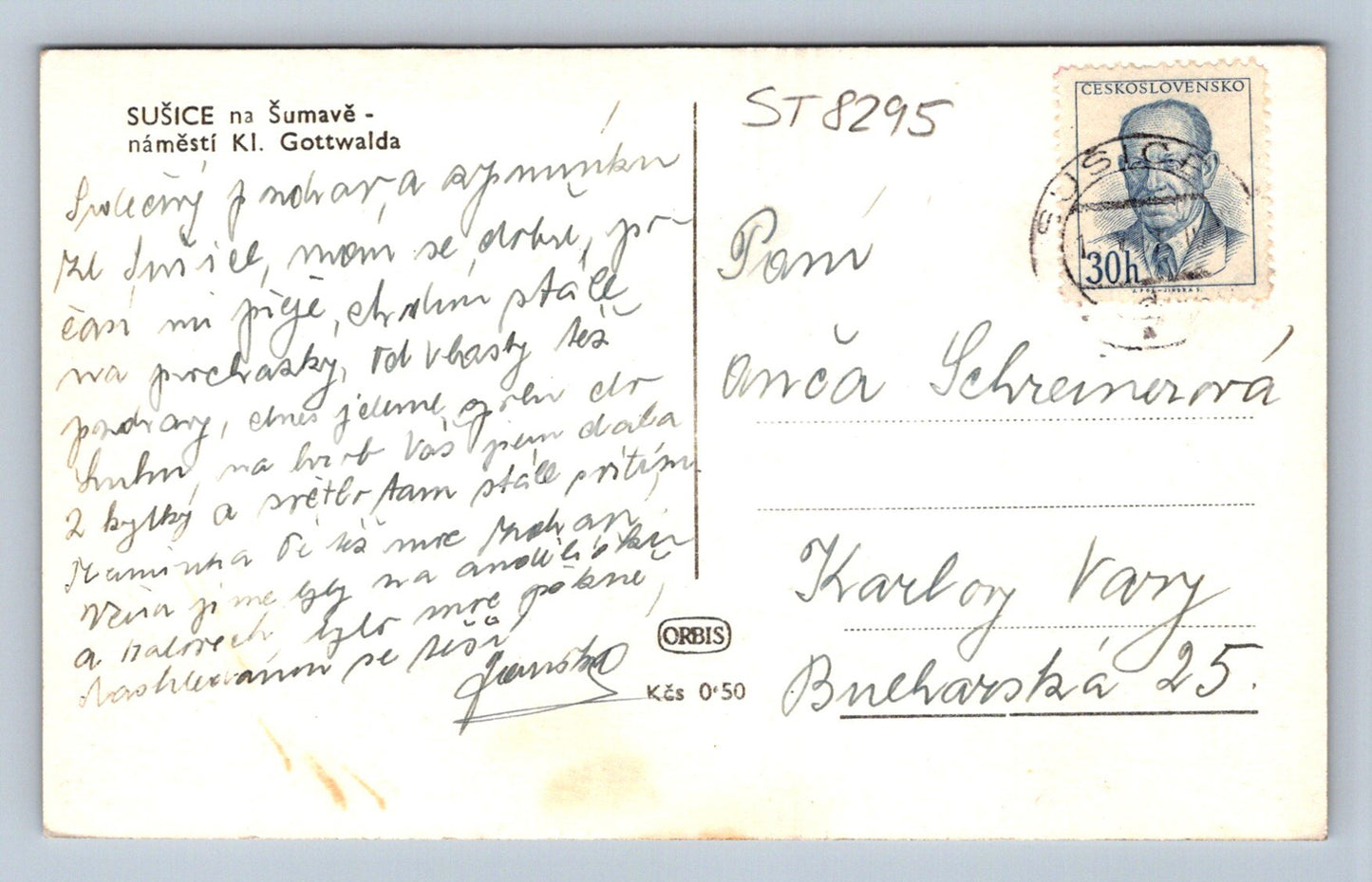 Postcard SUŠICE IN ŠUMAVÁ (ST8295)