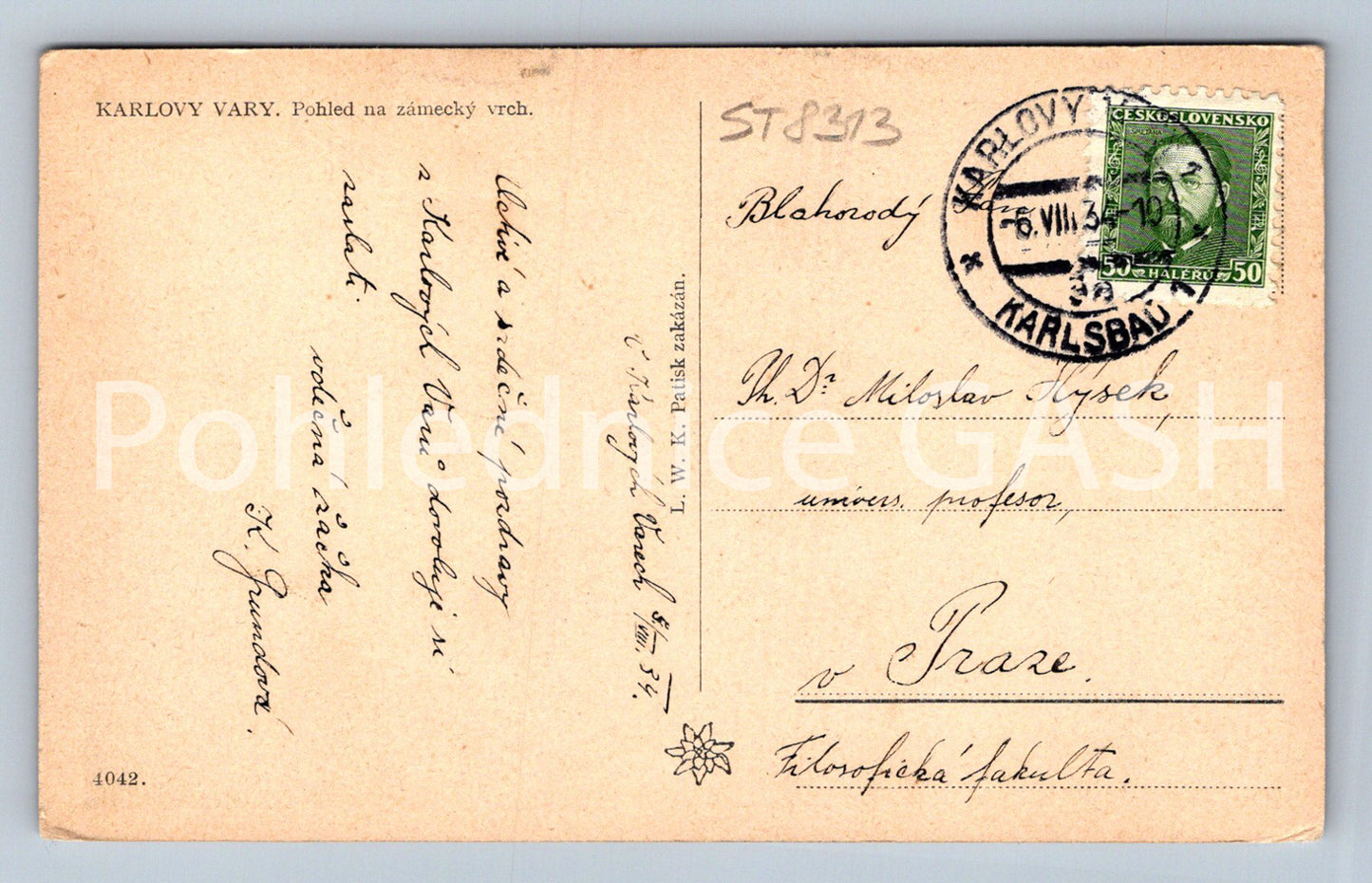 Pohlednice KARLOVY VARY (ST8313)