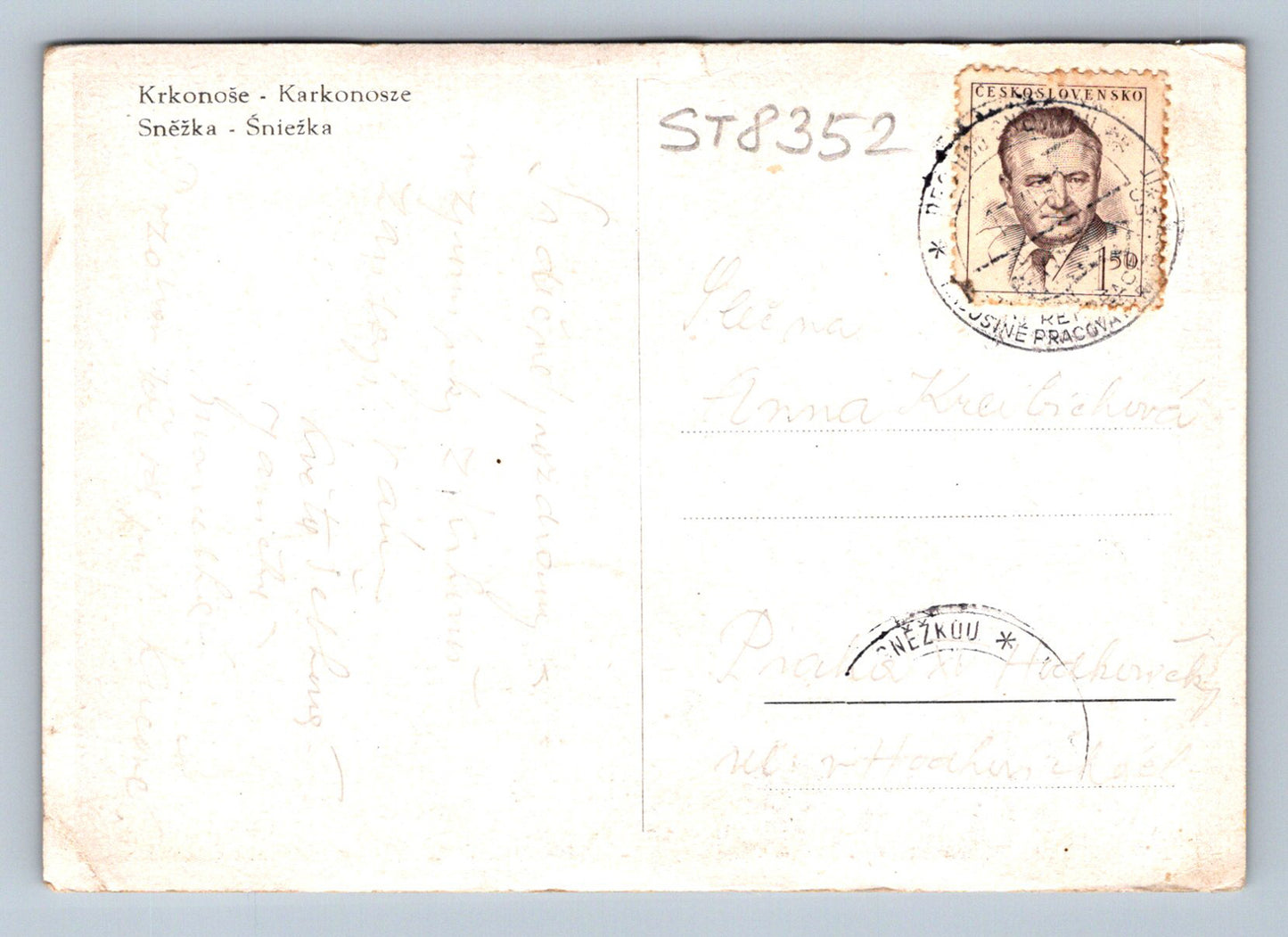 Pohlednice KRKONOŠE - SNĚŽKA (ST8352)